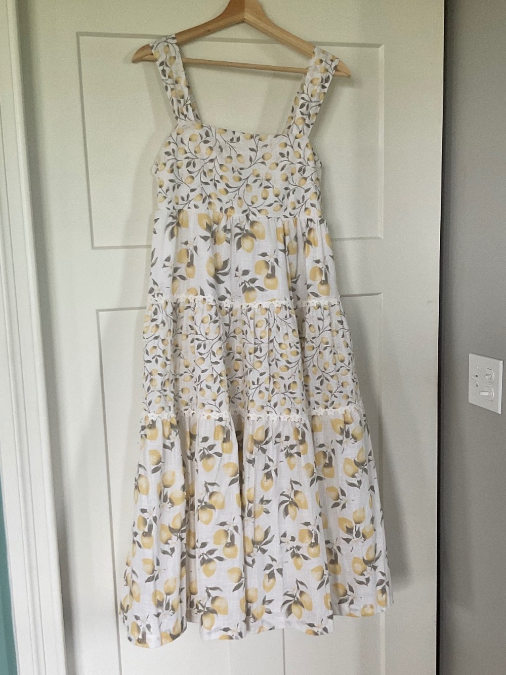 Haute Hippie 100% Cotton Women’s Tiered Midi Dress with Lemons